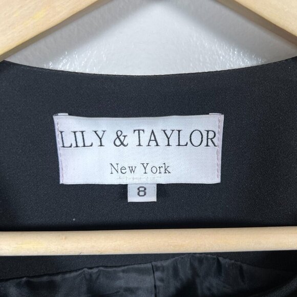 VTG Lily & Taylor Asymmetric Evening Jacket Size 8 Black Rhinestones Church - Picture 3 of 10